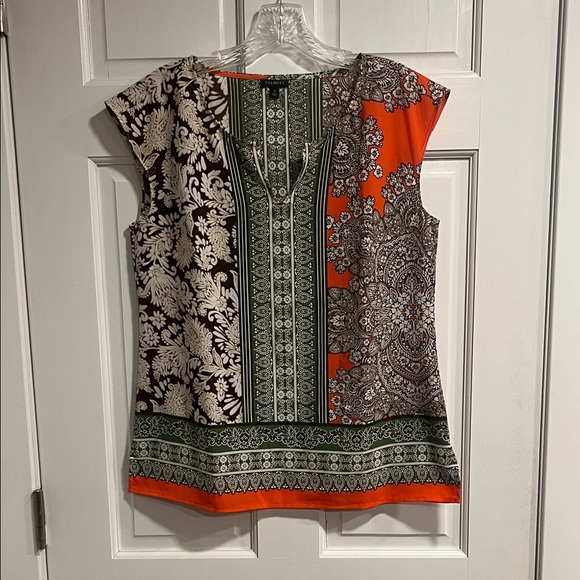 Talbots Tops - Talbots Paisley Top in Orange, Green, and Brown Size Small
